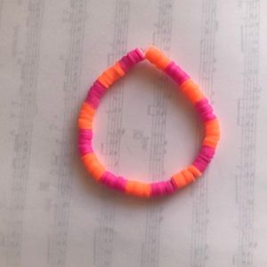 Pink and Orange clay bead bracelet. Clay beads and Handmade by me.